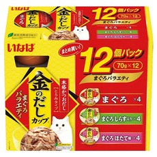 이나바 고양이 금빛육수컵 버라이어티 간식캔 70g x 3종 x 4p 세트, IMC-502 가다랑어 버라이어티, 1세트