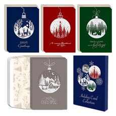 Maumdama 高級亮粉聖誕裝飾節日卡片 4款 x 3張 + 信封 12個 套組, 混合顏色, 1套