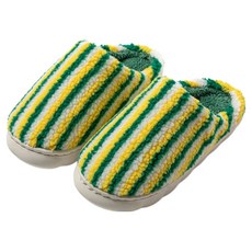 ARTJOY 柔軟舒適條紋全包覆冬季毛絨內裡室內拖鞋, 綠色, 1個