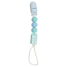 pink and blue 四顆珠珠矽膠奶嘴鏈 牛奶, 藍色, 1個