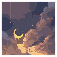 윰스 DIY 집콕 취미 미니 유화그리기 키트 20 x 20 cm, 초승달과 구름, 1개