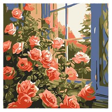윰스 DIY 집콕 취미 미니 유화그리기 키트 20 x 20 cm, 창가의 장미, 1개