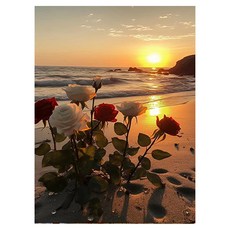 EUMES DIY 居家愛好 迷你油畫套組 40 x 50 cm, 1個, 落日玫瑰