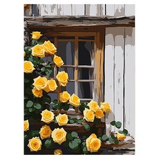 윰스 DIY 집콕 취미 미니 유화그리기 키트 40 x 50 cm, 노랑 장미, 1개