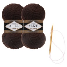alize 라나골드 뜨개실 100g x 2p 목도리 패키지 도안 및 대바늘, 26, 1개