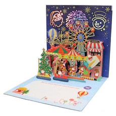 Maumdama 高級聖誕立體彈出式頌歌音樂旋律卡片 + 信封套組, 聖誕樂園, 1套