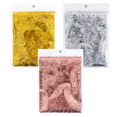 joyparty 銀箔紙亮片 50g x 3種套組, 金色, 銀色, 玫瑰金, 1套