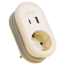 g-clicker 多功能捲線器 高容量 4000W C型 便攜式插座 USB 多功能延長線 1孔 NB703PD, 奶油米色, 1個