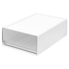 BANGJIASHI 桌上透明抽屜盒/抽屜收納盒/收納盒 可疊加 大, 白色透明, 1層