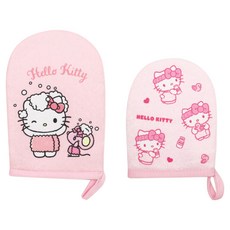 Beauty Home Hello Kitty 潔面沐浴手套 + 洗臉手套組合, 1套, 混合色