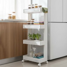 UH홈데코 다용도 정리선반 트롤리 중형, 화이트, 4단