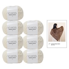 yarna 지니아 숄 소울 뜨개실 7p + 인쇄도안 DIY 패키지 세트, 501 아이보리(뜨개실), 1세트