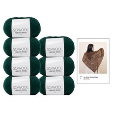 yarna 지니아 숄 소울 뜨개실 7p + 인쇄도안 DIY 패키지 세트, 510 그린(뜨개실), 1세트