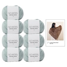 yarna 지니아 숄 소울 뜨개실 7p + 인쇄도안 DIY 패키지 세트, 509 더스티그린(뜨개실), 1세트