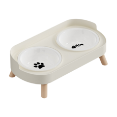 POGGU 大口徑貓咪食盆 貓狗通用, 象牙白, 1套