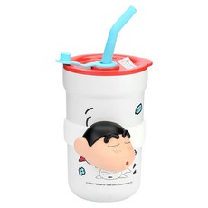 MTuTU 萌兔兔 蠟筆小新 316趣玩公仔吸管保溫杯 小新, 白色, 1個, 580ml