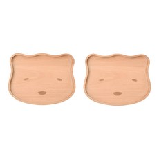 Homely Zakka 日式創意木質餐盤/托盤/零食盤/置物盤瞇瞇熊 x 2, 木色, 1套