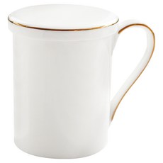 본차이나 블랑골드 1인 뚜껑 머그 세트 360ml, 화이트, 1세트