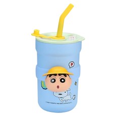 MTuTU 萌兔兔 蠟筆小新 316趣玩公仔吸管保溫杯 小黃帽, 藍色, 1個, 580ml