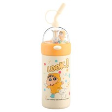 MTuTU 萌兔兔 蠟筆小新 304玩趣吸管保溫瓶, 橙色, 1個, 560ml