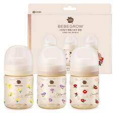 베베그로우 그린핑거 PPSU 노꼭지 디자인 젖병 트리플팩, 노랑붓꽃 + 목련꽃 + 동백꽃, 160ml, 1세트