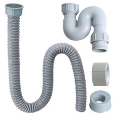 YNET 韓國製水槽軟管 100cm + S型排水管套組, 灰色, 1套