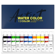 다다 전문가용 수채화물감, 12ml, 12색