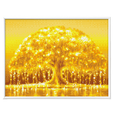 블링블링 AB 원형 보석십자수 + 슬림 액자 패키지 세트 30 x 40 cm, 1세트, BL3040-102 황금빛금전수(보석십자수) + 화이트(액자)