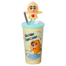 MTuTU 萌兔兔 蠟筆小新 304變臉吸管保溫杯, 黃色, 1個, 600ml