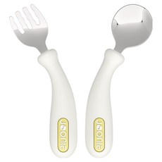 JOONIE 可彎曲自主學習不鏽鋼湯匙叉子, 白色, 1個