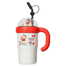 MTuTU 萌兔兔 蠟筆小新 316景觀附把手保溫杯 唱片款 矮款, 紅白色, 1個, 830ml
