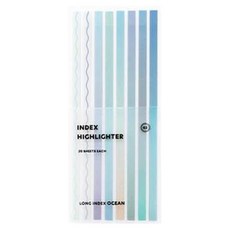 아이코닉 인덱스 롱 하이라이터 플래그 점착 테이프 스티키 메모지, 02 오션, 1개, 20매