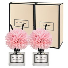 시즈넬 플라워 퍼퓸향 디퓨저 50ml + 핑크색 니들맘꽃 선물 세트, 2세트, 와인 멀베리