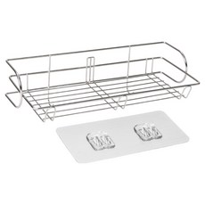 4BNK 多用途全不鏽鋼免鑽孔壁掛式層架, 銀色, 1個