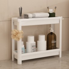 BenF Home 浴室2層層架 廁所 洗衣間 塑膠 縫隙 洗髮精 洗衣精 收納 立架 整理架, 白色, 1個