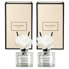시즈넬 플라워 퍼퓸향 디퓨저 50ml + 화이트색 피오니꽃 세트, 2세트, 라임 바질 앤 만다린
