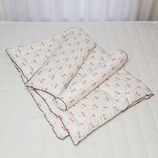 아띠블랑 유아용 순면 와이드 베개 커버 2p + 속통 + 차렵이불 + 바디필로우 꿀잠 세트, 달콤체리