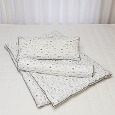 아띠블랑 유아용 순면 와이드 베개 커버 2p + 속통 + 차렵이불 + 바디필로우 꿀잠 세트, 디노월드