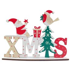 摩達客 聖誕彩繪木質擺飾, 聖誕老公公XMAS款, 1個
