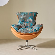 REVE 메이 1인 패브릭 회전 의자 방문설치, 1개, 오렌지 + 블루