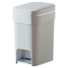 Life+ 日系簡約拼色加厚雙開式垃圾桶 輕奢款 10L, 瓷白色