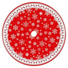 摩達客耶誕 聖誕樹裙 聖誕樹裝飾底墊, 紅色 + 白色, 1個