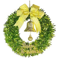 摩達客 耶誕 金蔥彎絲聖誕花圈, 時尚果綠系, 1個