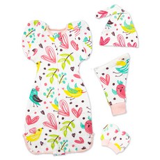 OhBabyLying 可換袖成長包巾禮盒組 帽子 + 手套 + 包巾3件組 春秋薄款