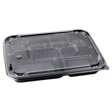 Inp 6格便當盒 + PET打孔蓋組 黑色 CN-06, 25套