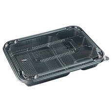 Inp 4格便當盒 + PET打孔蓋套組 黑色 CN-04, 25套