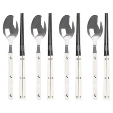 TINNY BLANC Reve 4人韓式餐具2種 x 4p組, 白色, 1套, 餐匙 + 筷子