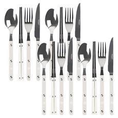 TINNY BLANC Reve 4人韓式餐具全套 4件 x 4p組, 白色, 1套, 餐匙 + 筷子 + 餐叉 + 餐刀