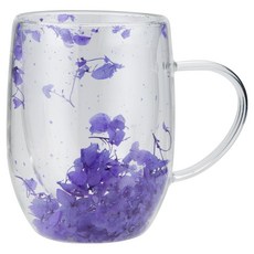 발룬피니 내열유리 플라워 이중 머그컵 310ml, 퍼플, 1개