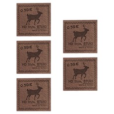 Yarna 馴鹿字母復古設計皮革標籤, 棕色, 5個